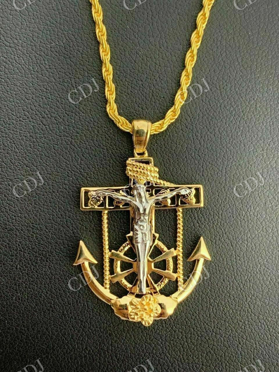 Jesus Crucifix & Anchor Piece & Rope Chain Pendant  customdiamjewel   