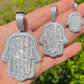 Hand Hamsa Iced Baguette Diamond Hip Hop Pendant  customdiamjewel   