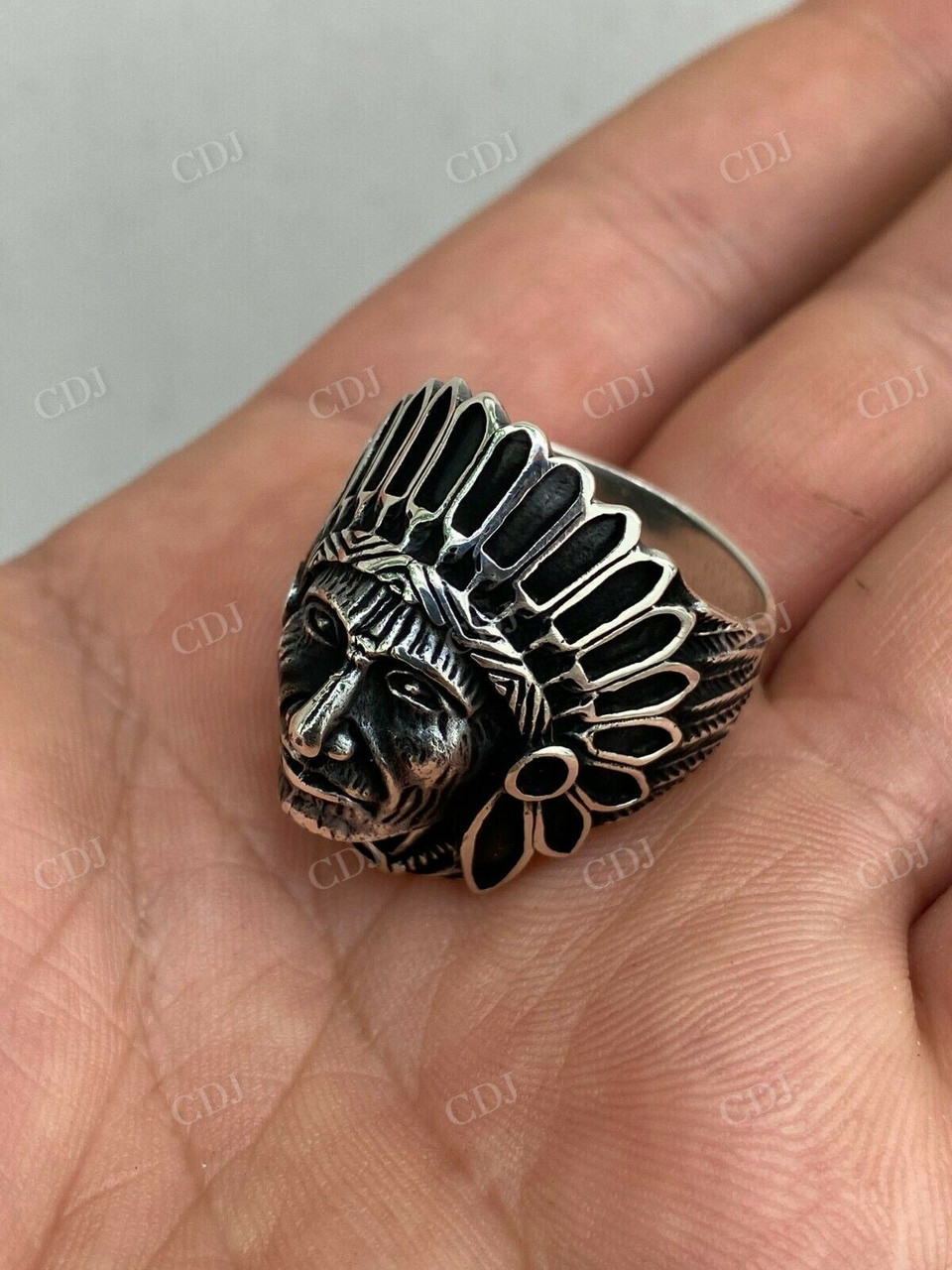 Large Indian Head Chief Biker Ring  customdiamjewel   