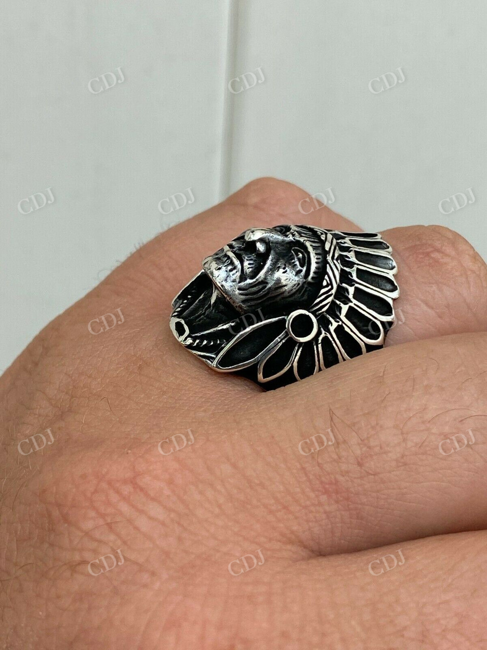 Large Indian Head Chief Biker Ring  customdiamjewel   