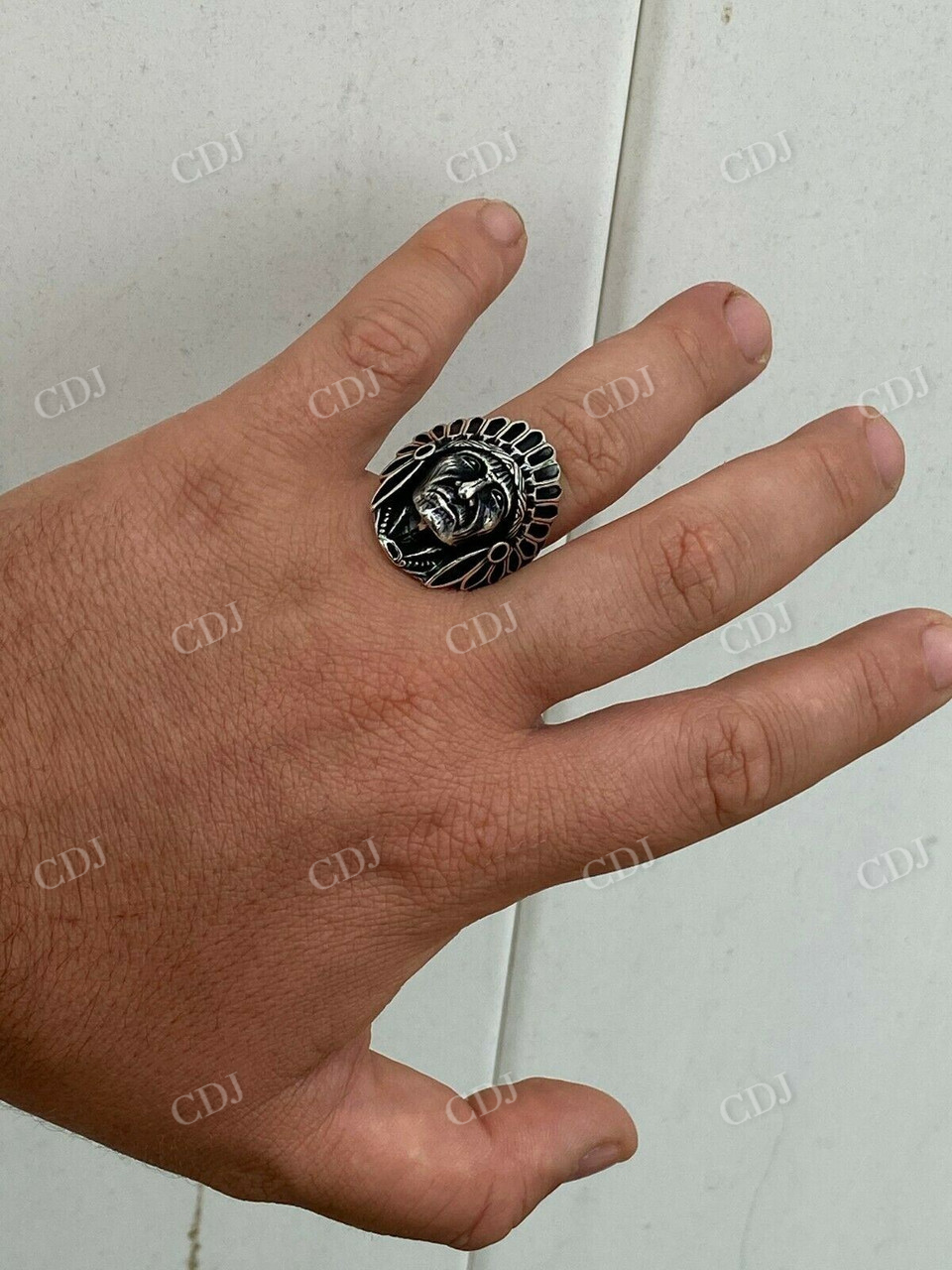 Large Indian Head Chief Biker Ring  customdiamjewel   