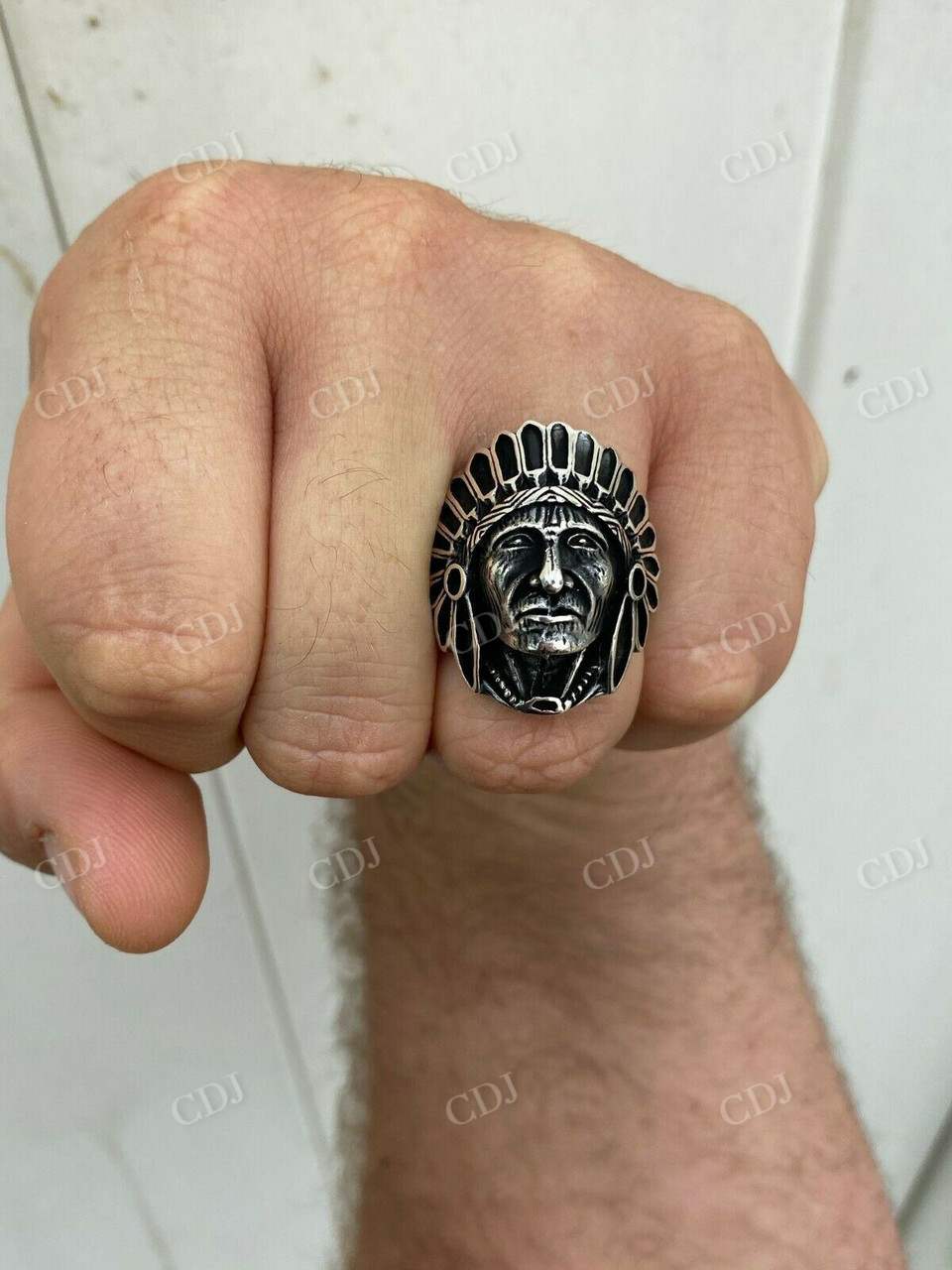 Large Indian Head Chief Biker Ring  customdiamjewel   