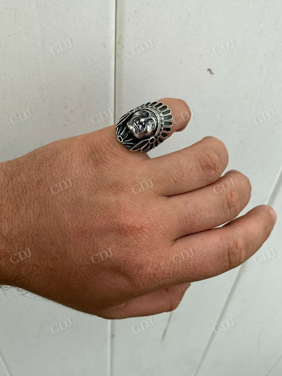 Large Indian Head Chief Biker Ring  customdiamjewel   