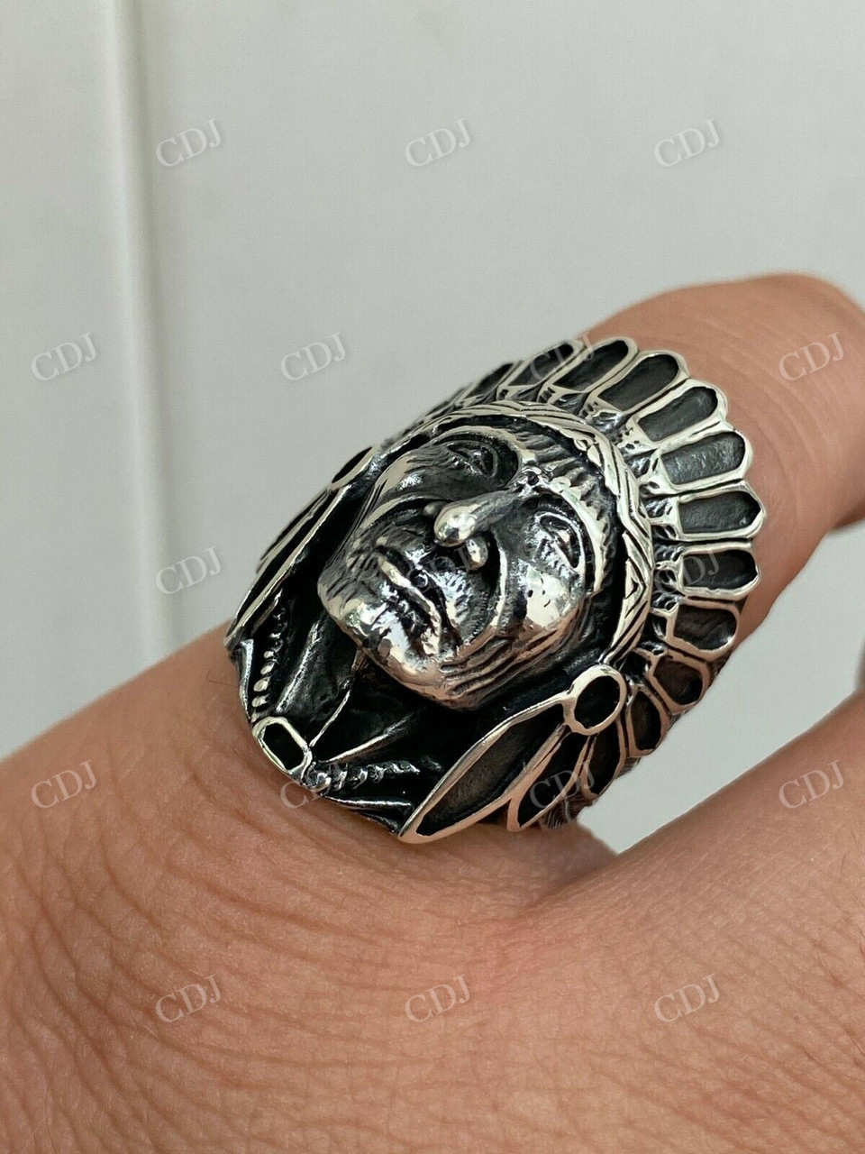 Large Indian Head Chief Biker Ring  customdiamjewel   