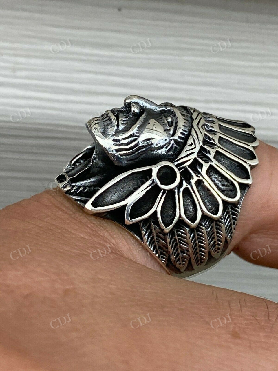 Large Indian Head Chief Biker Ring  customdiamjewel   