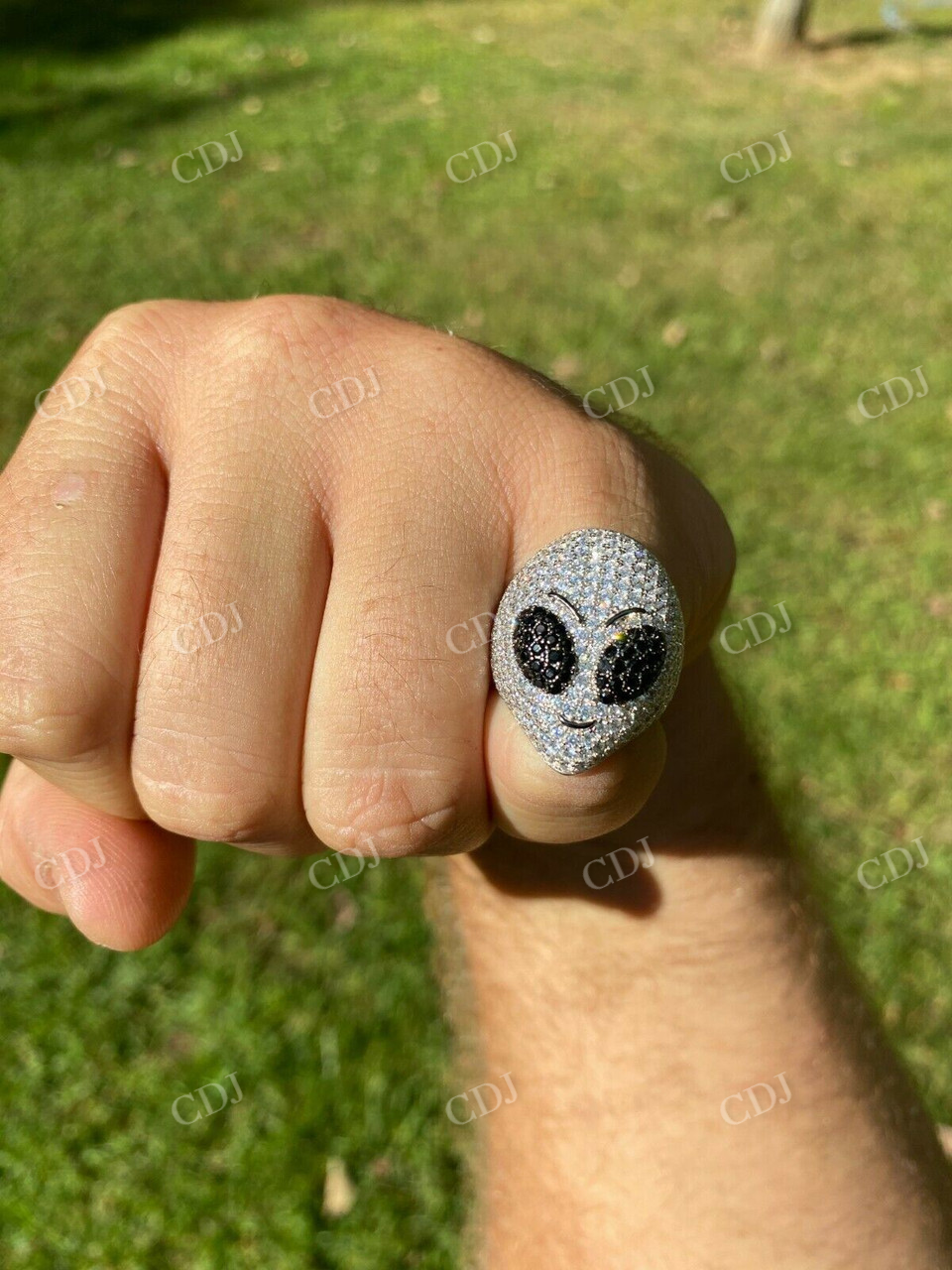 Alien Head Emoji Mens Iced Diamond Ring  customdiamjewel   