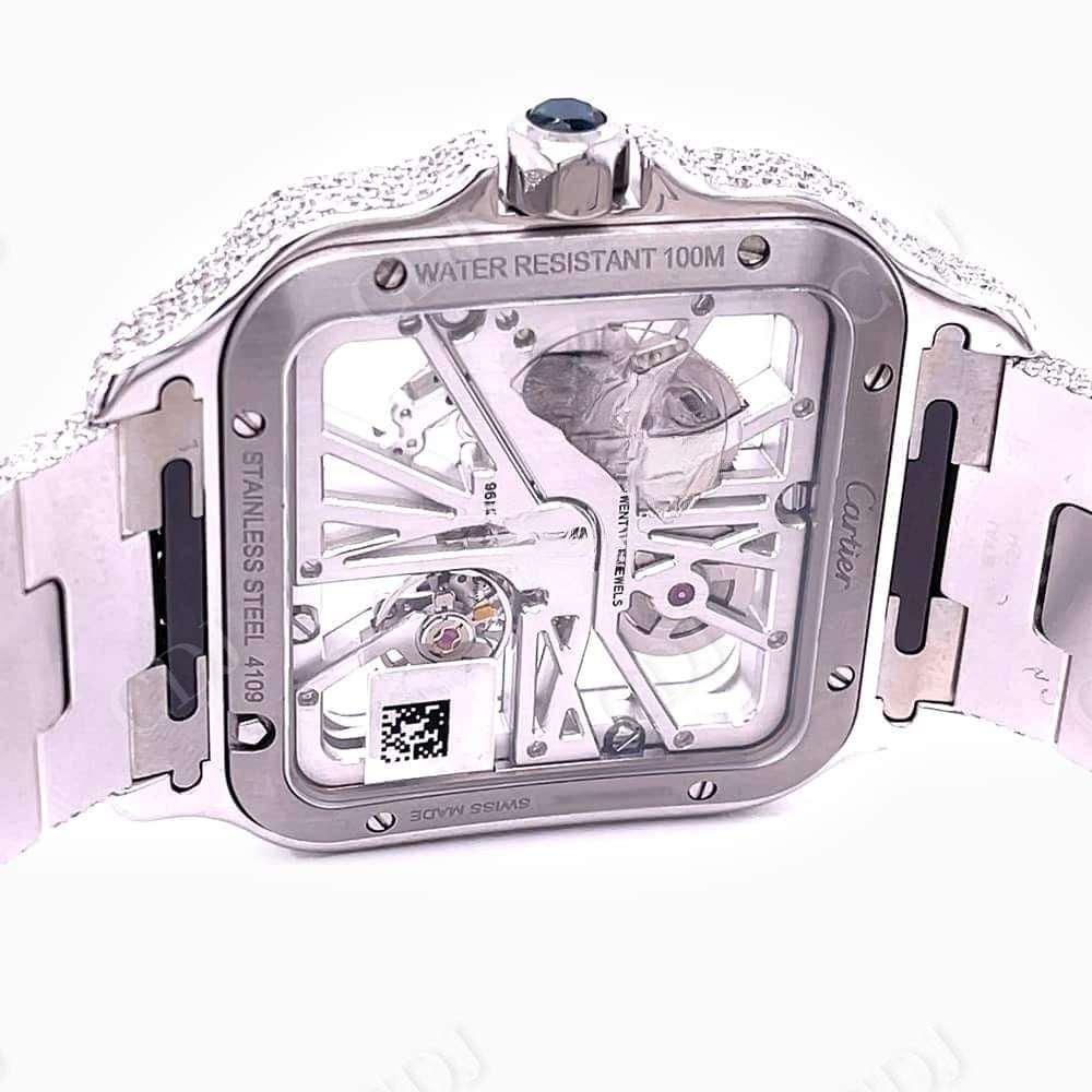 Cartier Skeleton Fully Diamond Iced Out Watch  customdiamjewel   