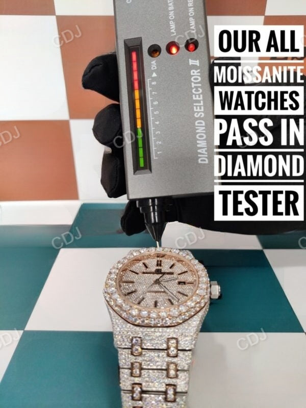 Custom Handmade Pass Diamond Tester VVS Moissanite Diamond Watches Top Brand Watch Wholesaler in India  customdiamjewel   