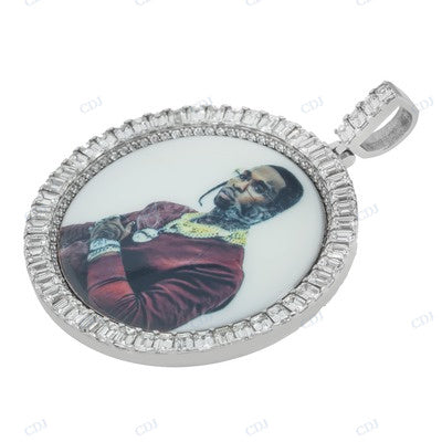 VVS Moissanite Diamond Custom Image Round Pendant hip hop jewelry CustomDiamJewel