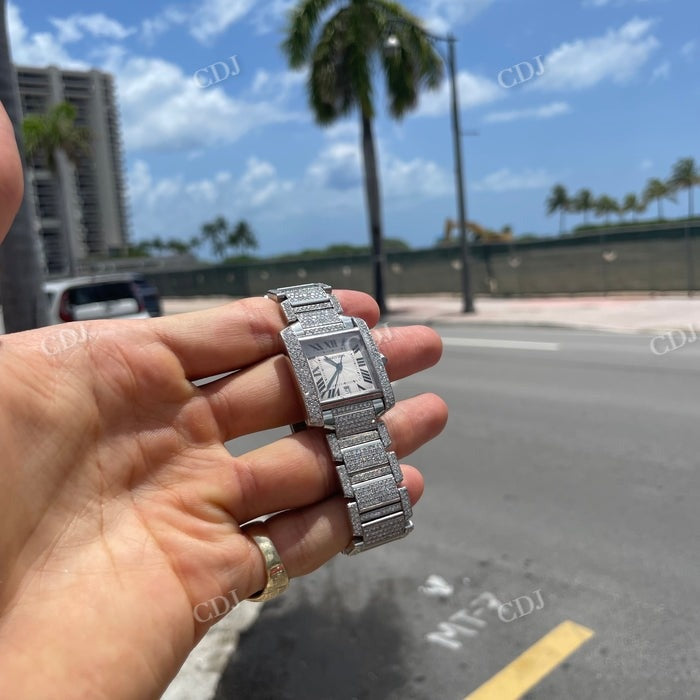 34mm Iced Out Cartier Moissanite Watch  customdiamjewel   