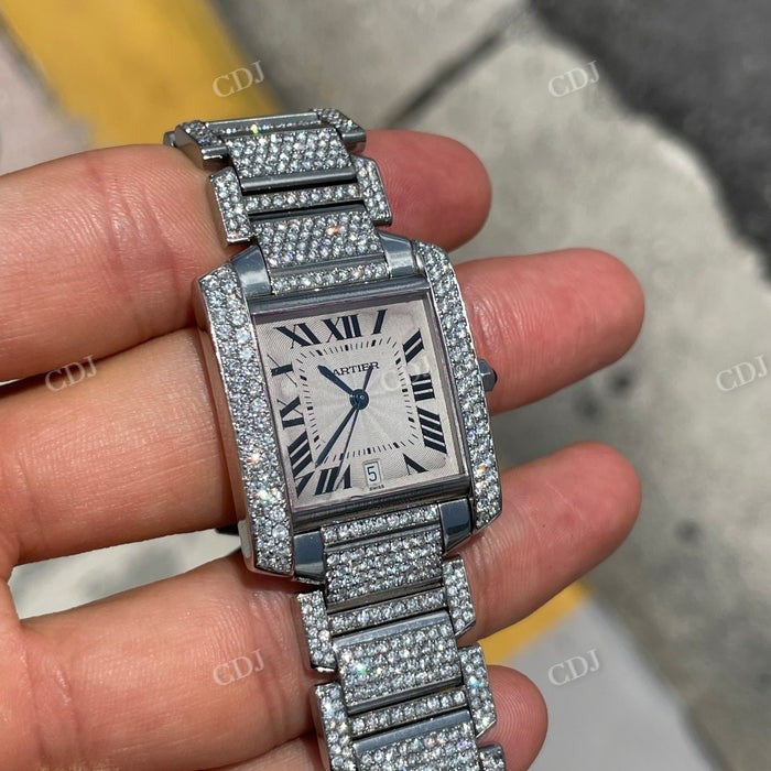 34mm Iced Out Cartier Moissanite Watch  customdiamjewel   