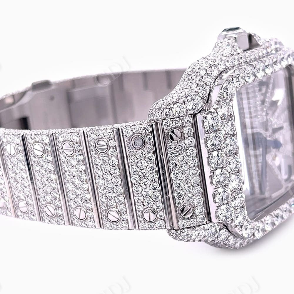 Cartier Skeleton Fully Diamond Iced Out Watch  customdiamjewel   