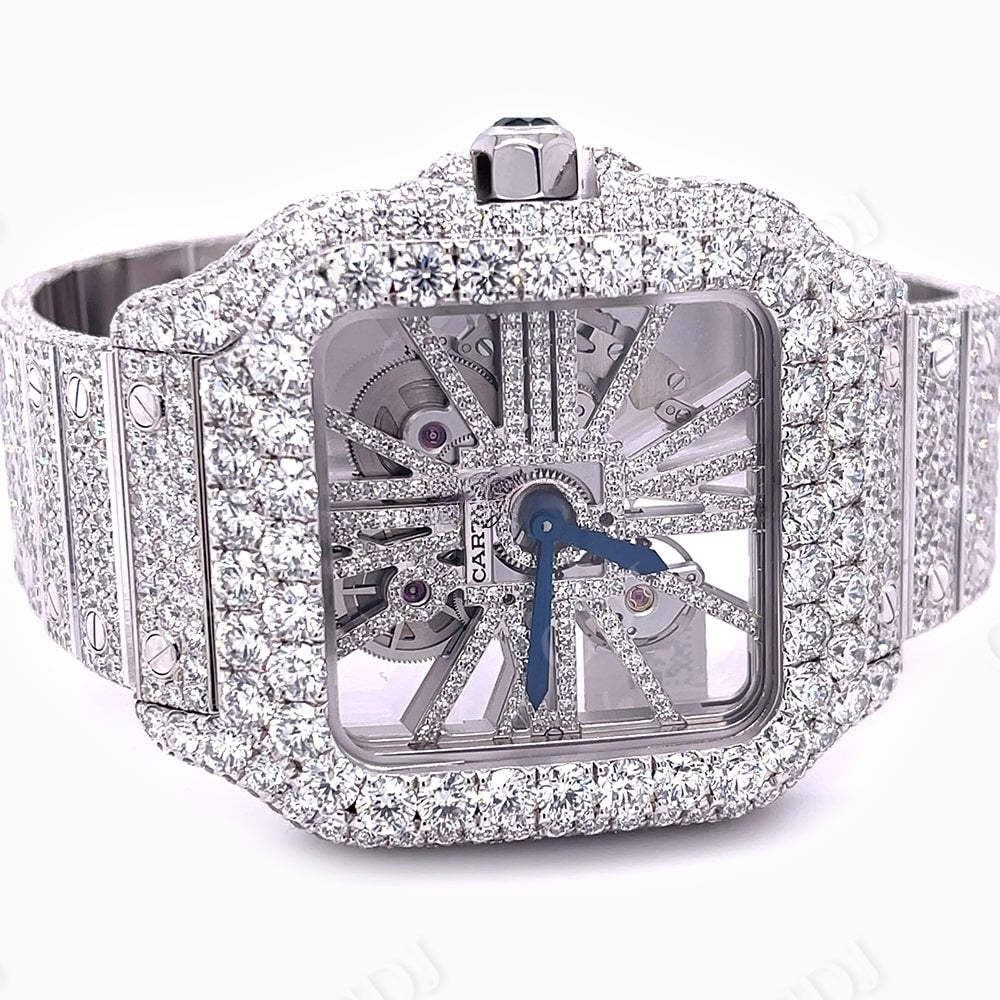 Cartier Skeleton Fully Diamond Iced Out Watch  customdiamjewel   