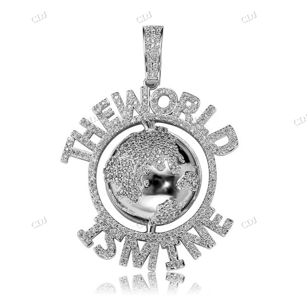 THE WORLD IS MINE Earth Moissanite Diamond Gold Pendant hip hop jewelry CustomDiamJewel