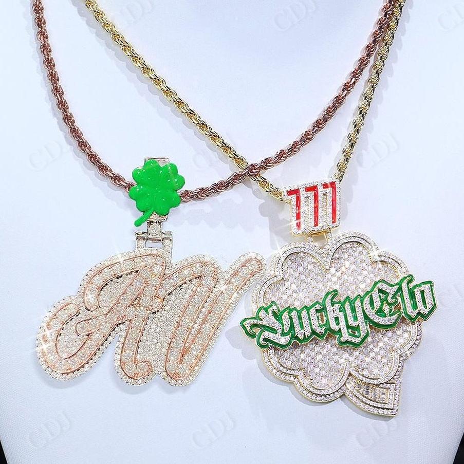 Enamel Printed Customized Baguette Letter Pendant hip hop jewelry CustomDiamJewel   