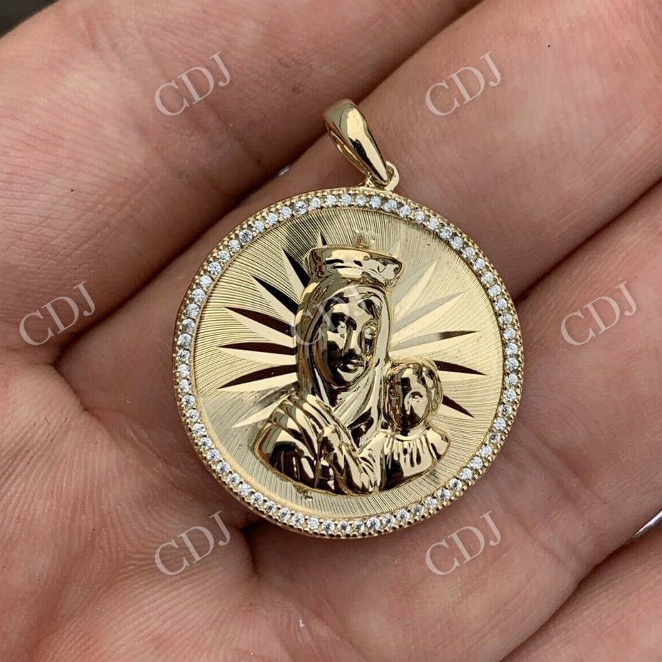 Virgin Mary Baby Jesus Coin Medallion Pendant  customdiamjewel   