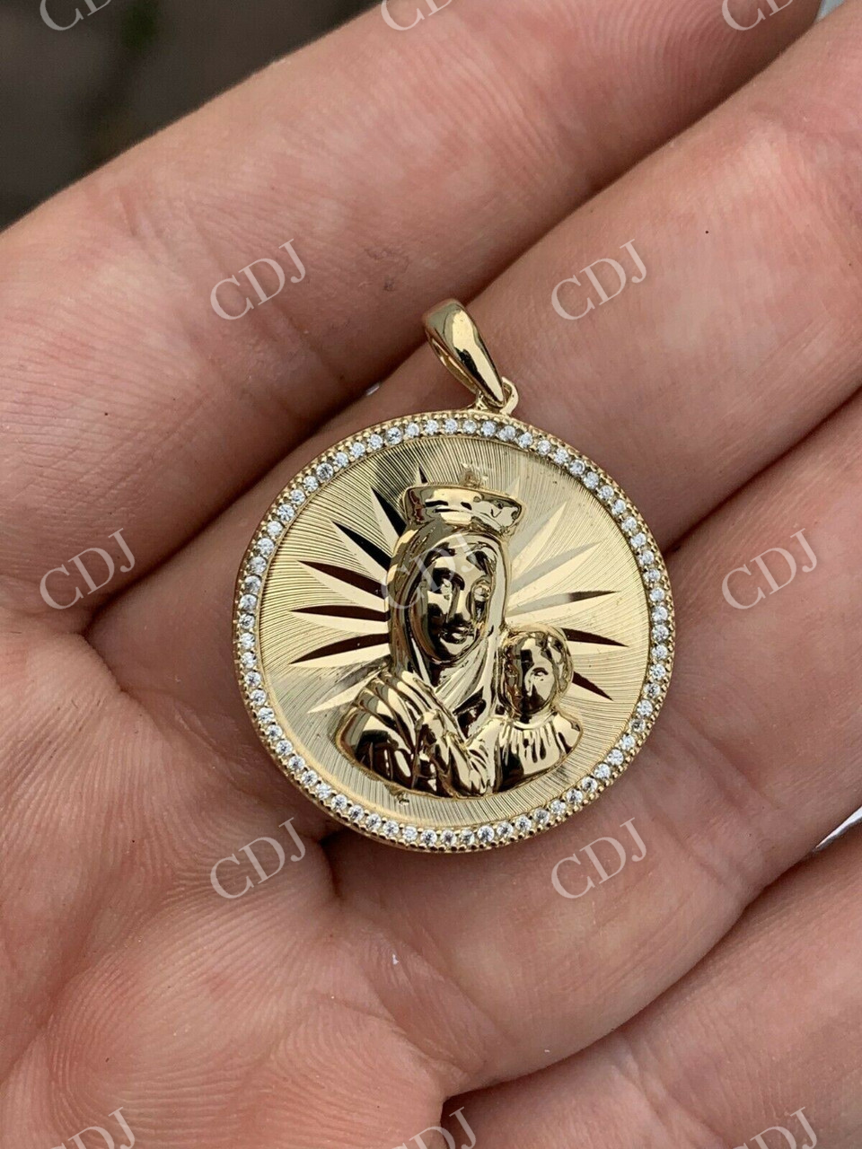 Virgin Mary Baby Jesus Coin Medallion Pendant  customdiamjewel   