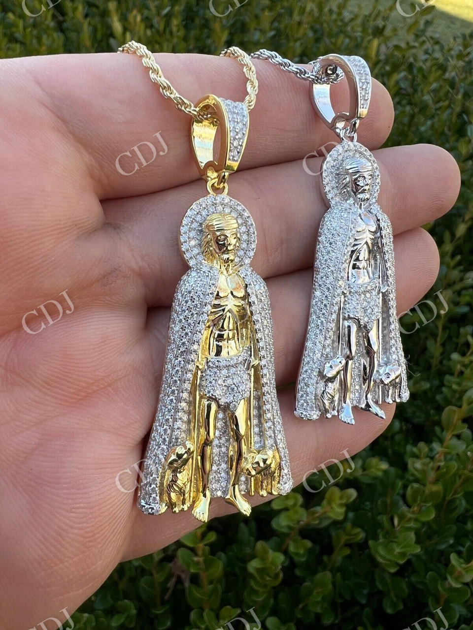 Saint St Lazarus Iced Out Hip Hop Pendant  customdiamjewel   