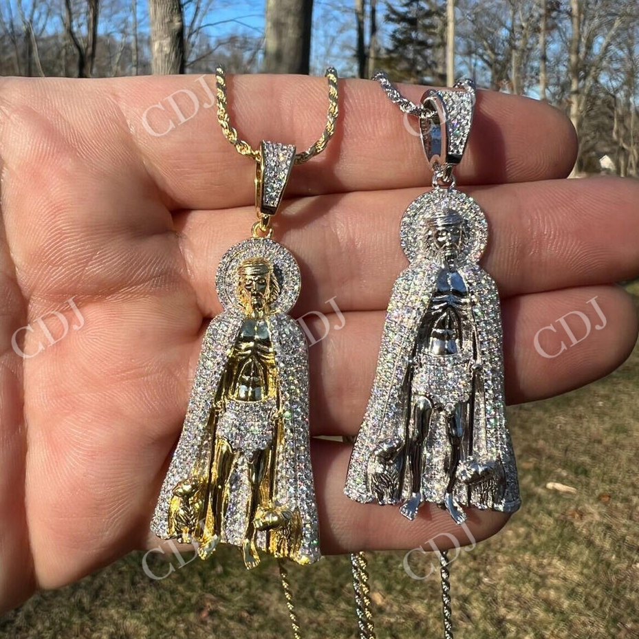 Saint St Lazarus Iced Out Hip Hop Pendant  customdiamjewel   