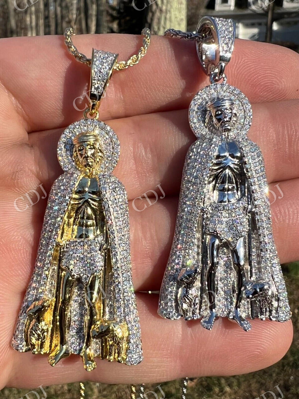 Saint St Lazarus Iced Out Hip Hop Pendant  customdiamjewel   