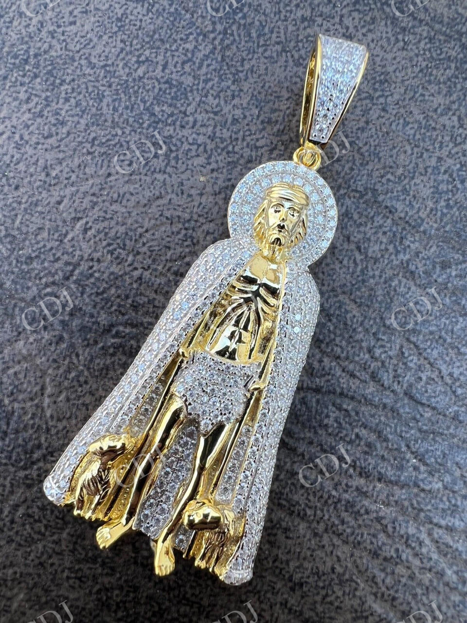 Saint St Lazarus Iced Out Hip Hop Pendant  customdiamjewel   