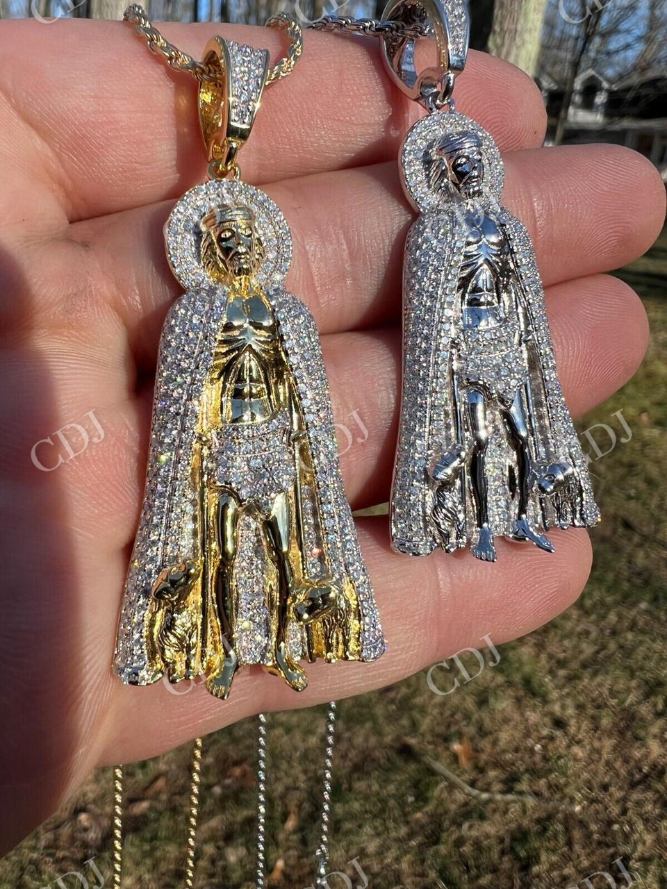 Saint St Lazarus Iced Out Hip Hop Pendant  customdiamjewel   