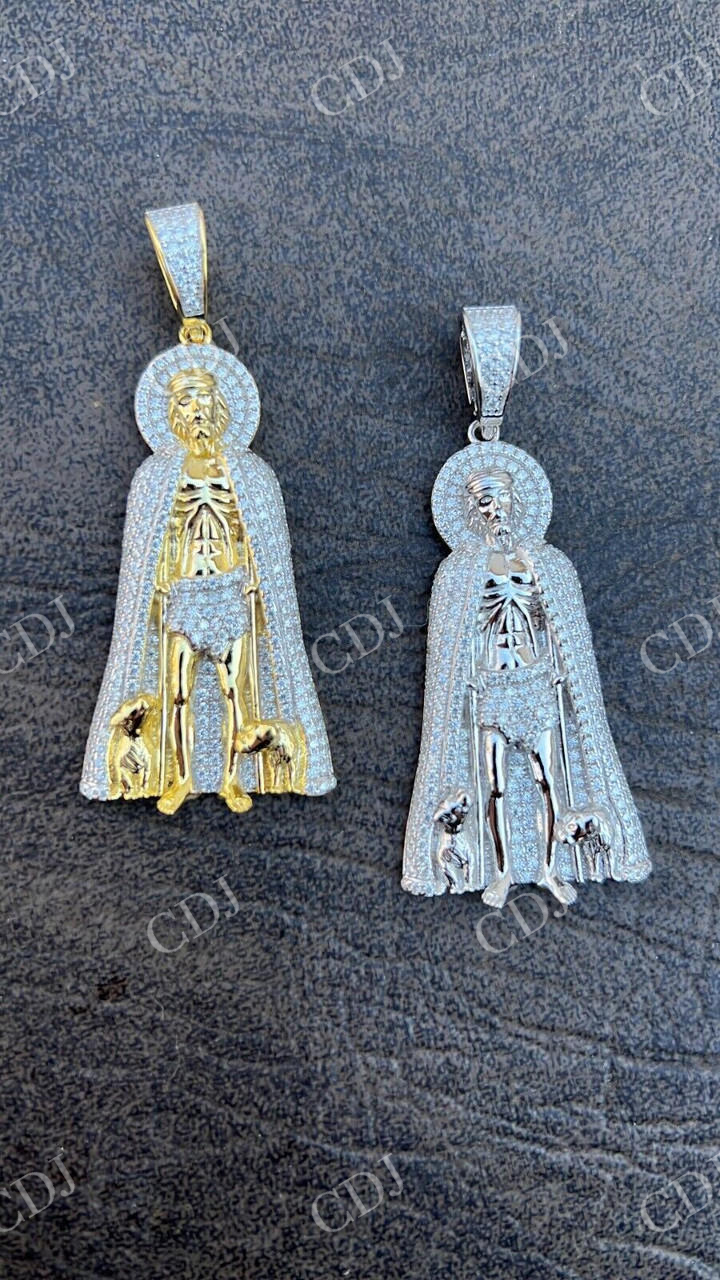 Saint St Lazarus Iced Out Hip Hop Pendant  customdiamjewel   