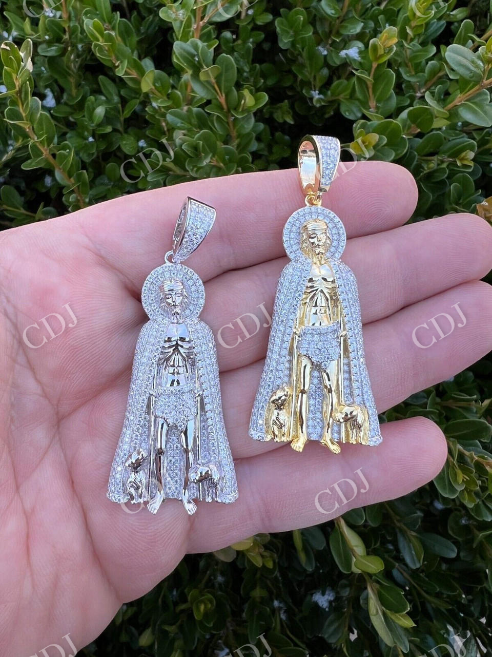 Saint St Lazarus Iced Out Hip Hop Pendant  customdiamjewel   