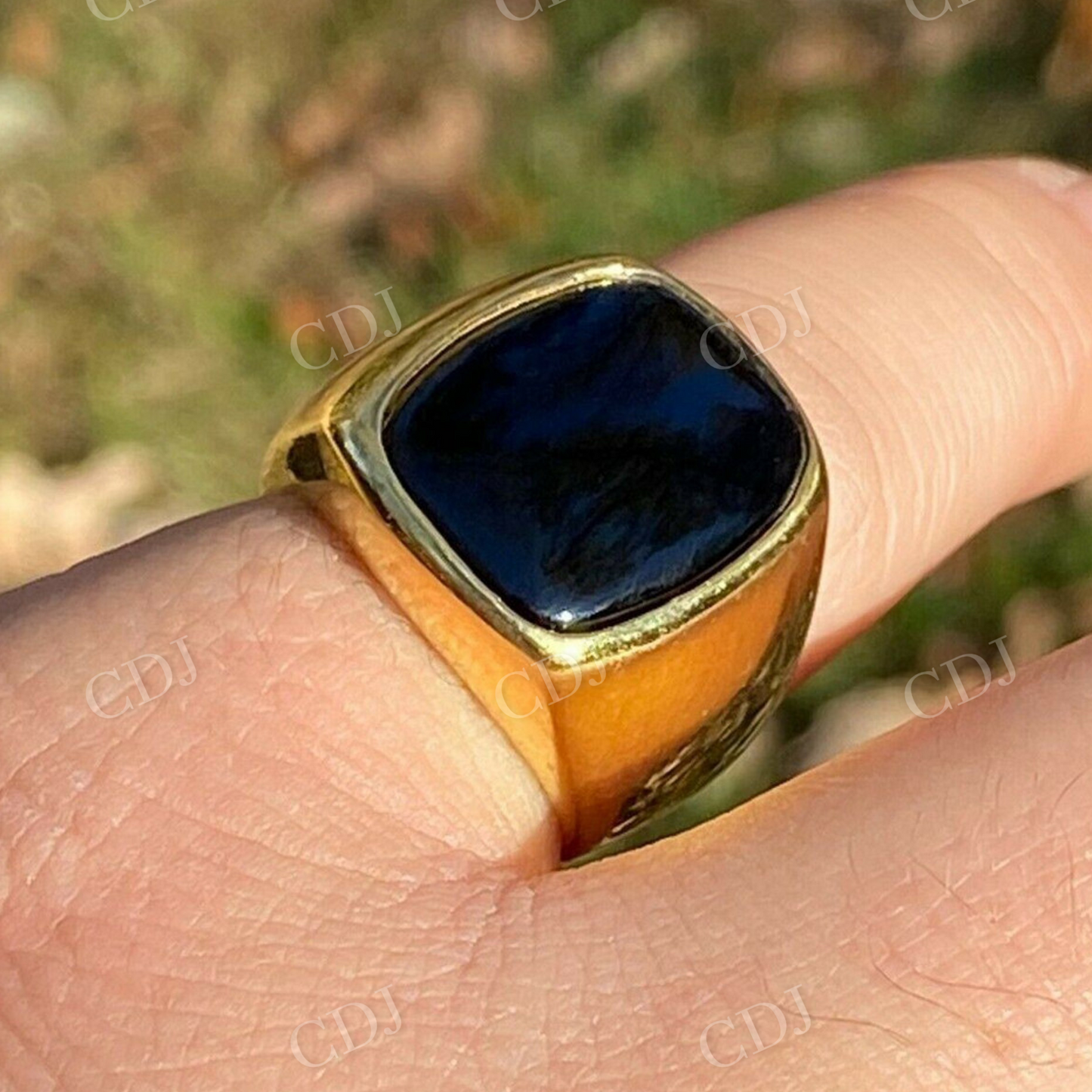 Black Onyx Men's Signet Ring  customdiamjewel   