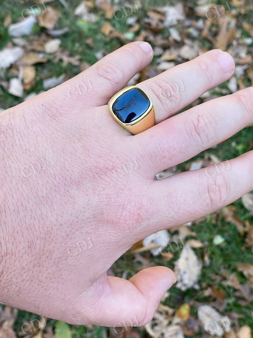 Black Onyx Men's Signet Ring  customdiamjewel   