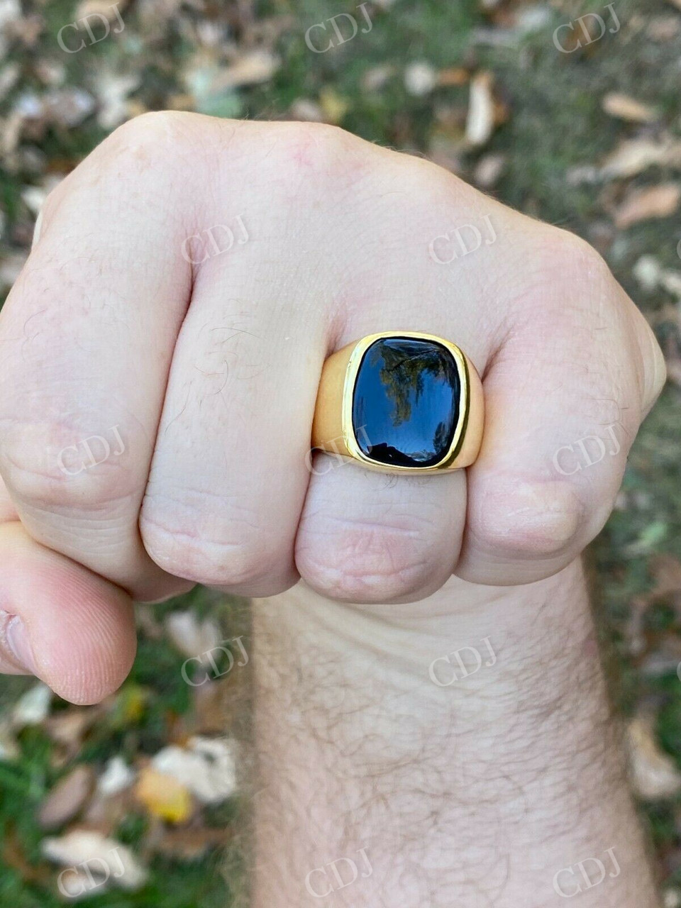 Black Onyx Men's Signet Ring  customdiamjewel   