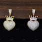 Diamond Iced Out Heart Shape Crown Pendant  customdiamjewel   