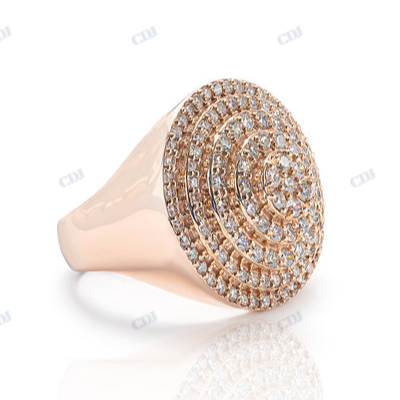 Round Cut Moissanite Rose Gold Plated Hip Hop Ring hip hop ring CustomDiamJewel