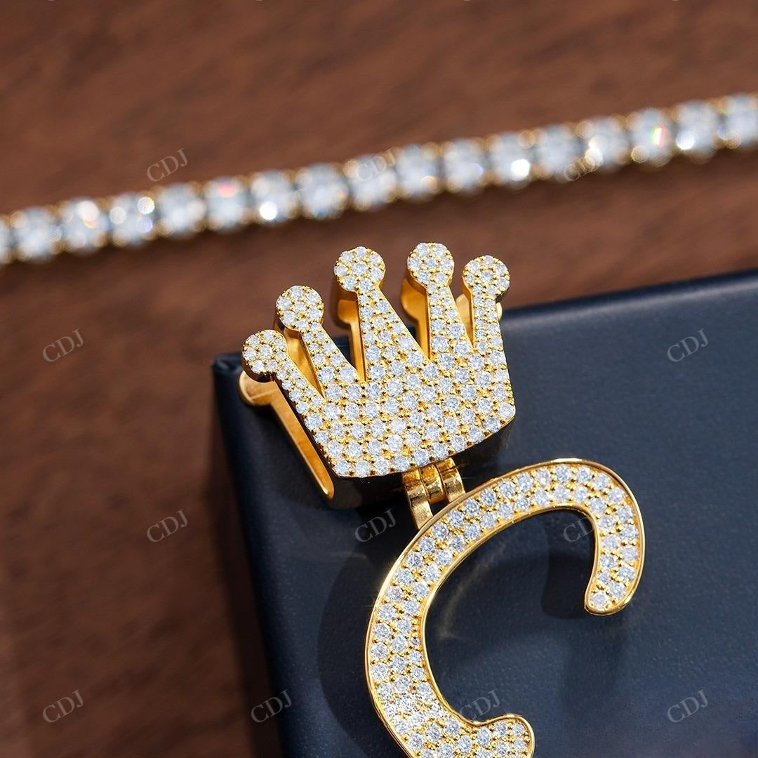 Crown With Custom Letter E Iced Out Diamond Pendant hip hop jewelry customdiamjewel   