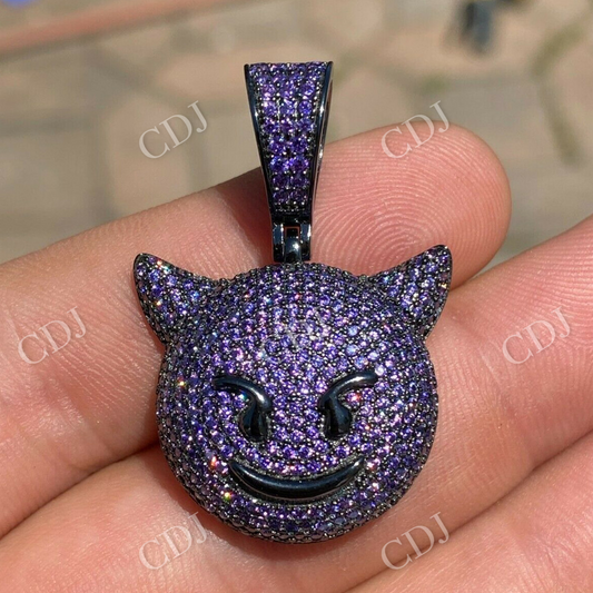 Smiling Devil Emoji Pendant  customdiamjewel   