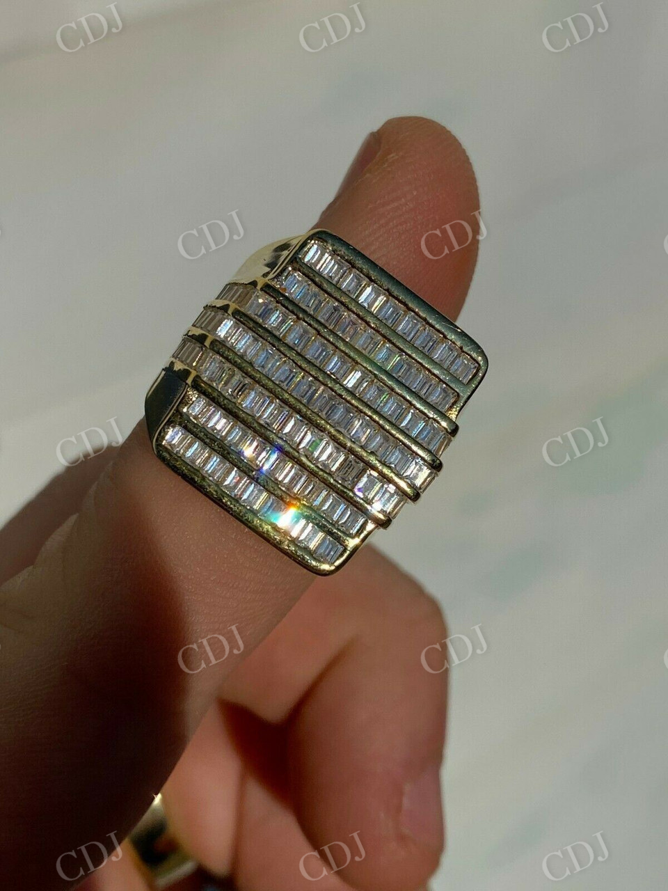 14K Gold Baguette Diamond Hip- Hop Men's Ring  customdiamjewel   