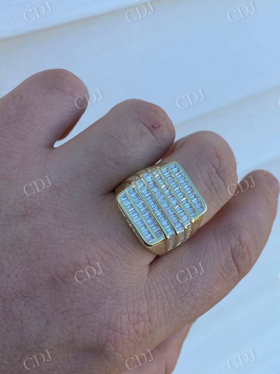 14K Gold Baguette Diamond Hip- Hop Men's Ring  customdiamjewel   