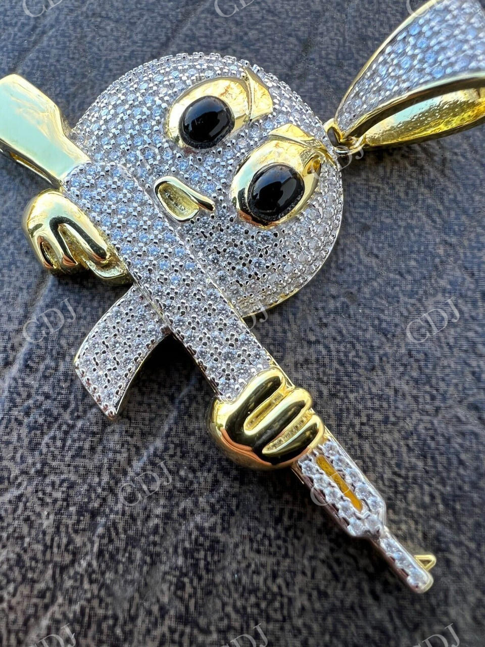 Angry Emoji With AK47 Gun Hip Hop Pendant  customdiamjewel   