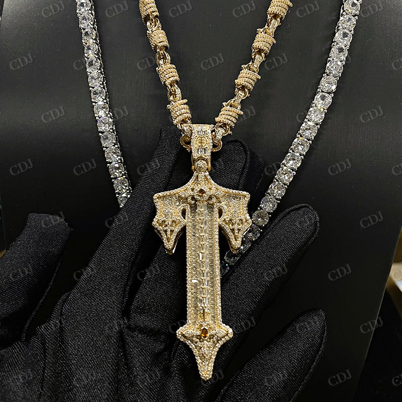 Hip Hop Moissanite T Shape Iced Out Pendant  CustomDiamJewel   