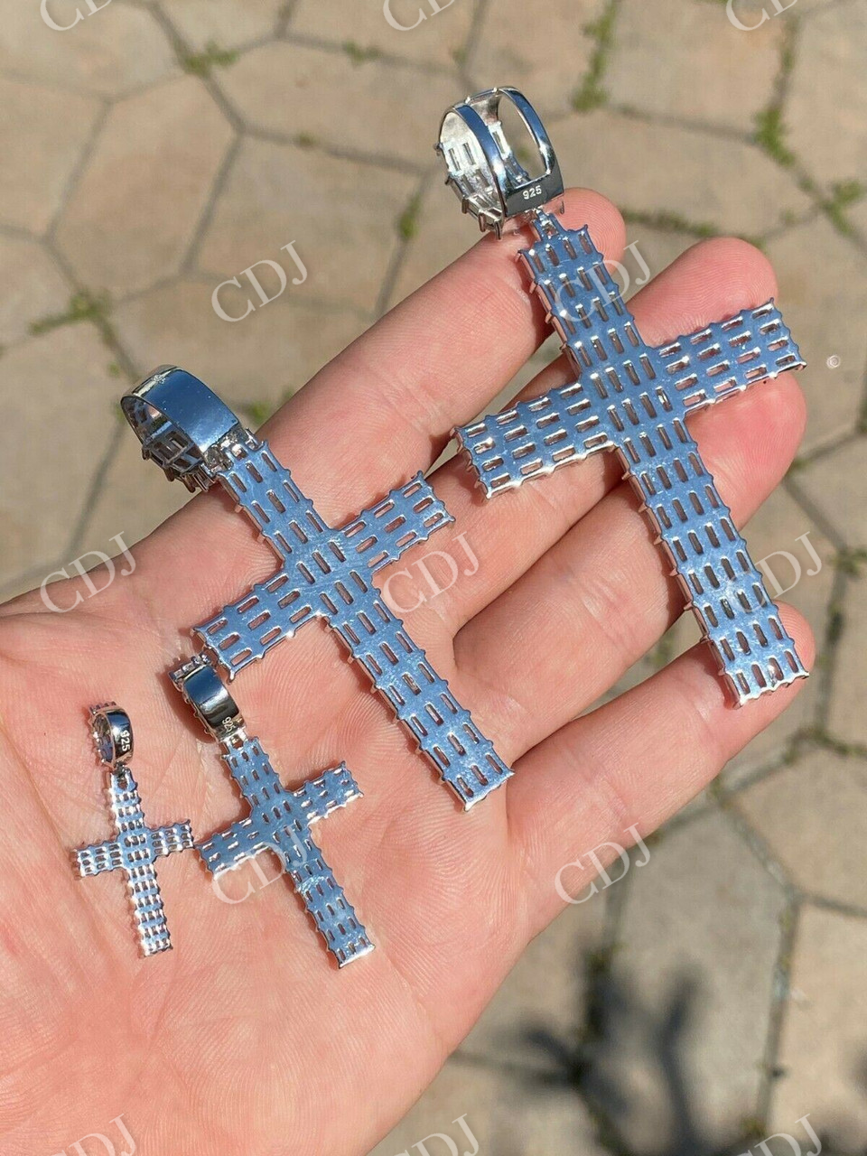 Iced Out Cross Baguette Diamond Pendant  customdiamjewel   