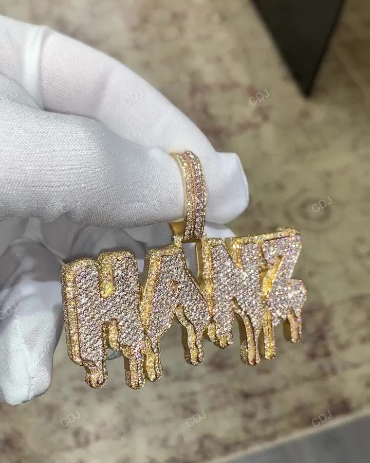 Iced Out Custom HANZ Letter 18K Gold Diamond Pendant hip hop jewelry CustomDiamJewel   