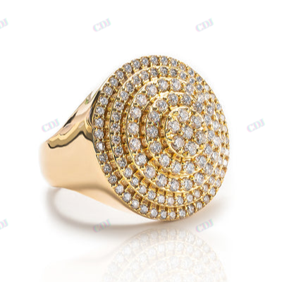 Round Solid Yellow Gold Diamond Hip Hop Men Ring hip hop ring CustomDiamJewel