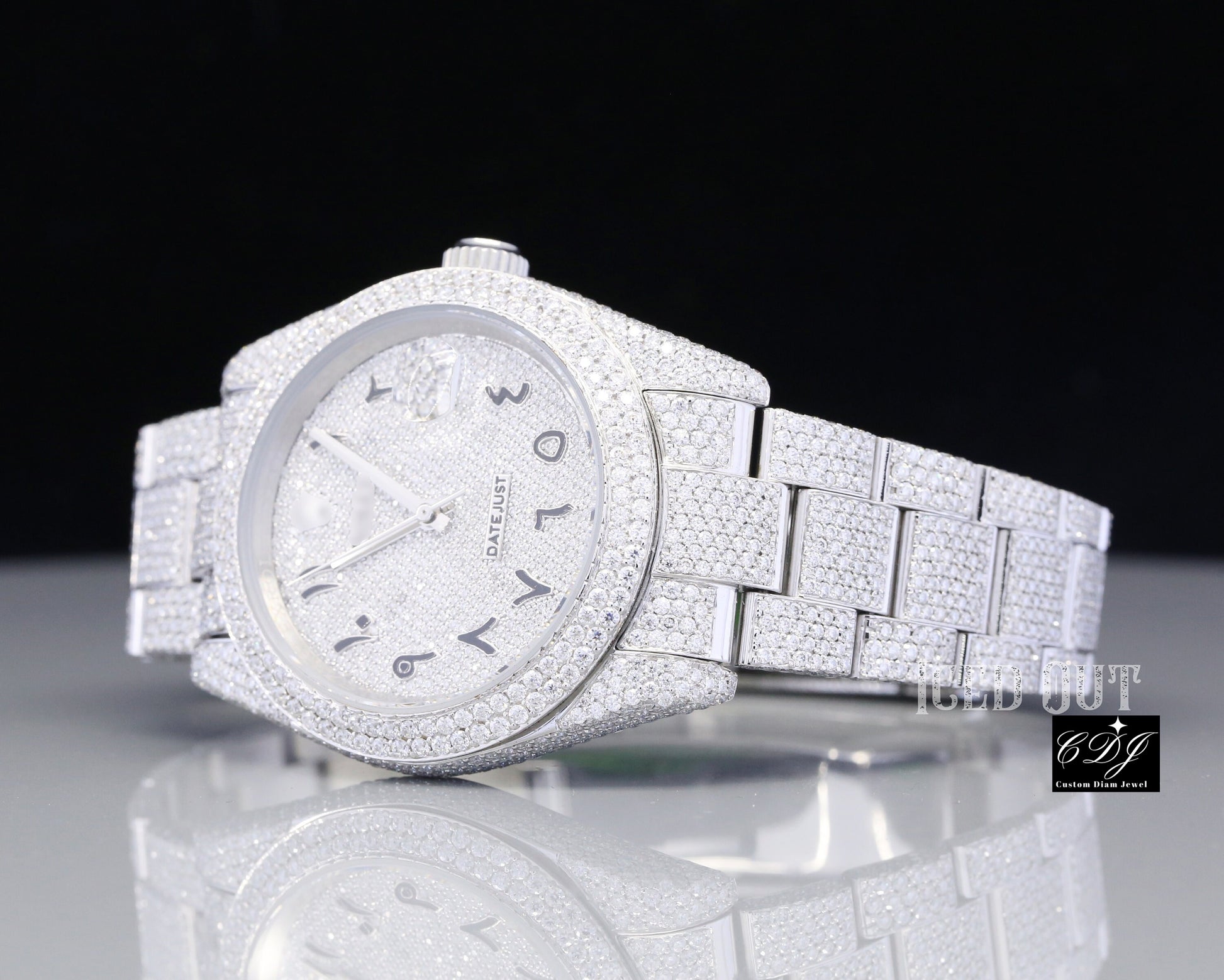 Genuine Diamond Studded Fully Iced Out Luxury Watch 18K Real Gold Plated Custom Made Watch Dials For Men  customdiamjewel   