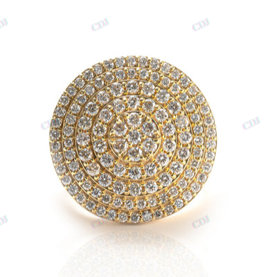 Round Solid Yellow Gold Diamond Hip Hop Men Ring hip hop ring CustomDiamJewel