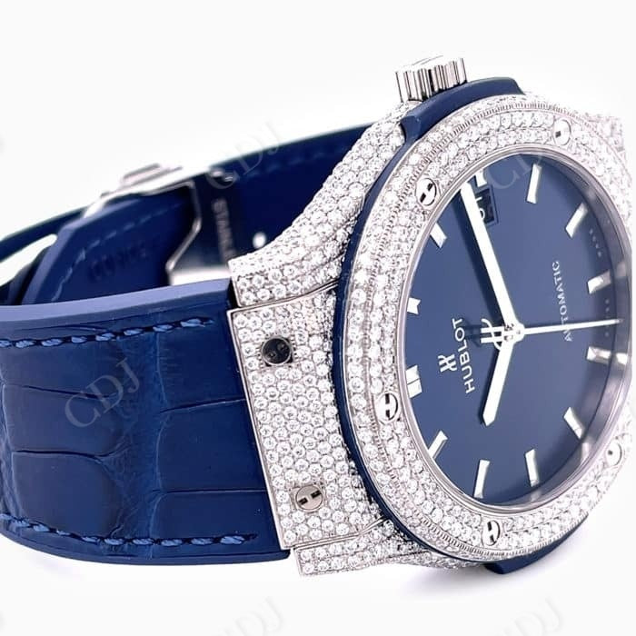 Hip Hop Custom Blue Dial Diamond Watch  customdiamjewel   