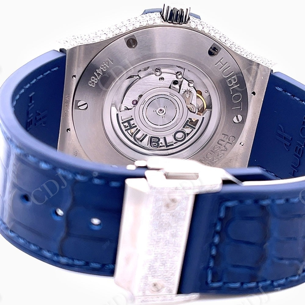 Hip Hop Custom Blue Dial Diamond Watch  customdiamjewel   