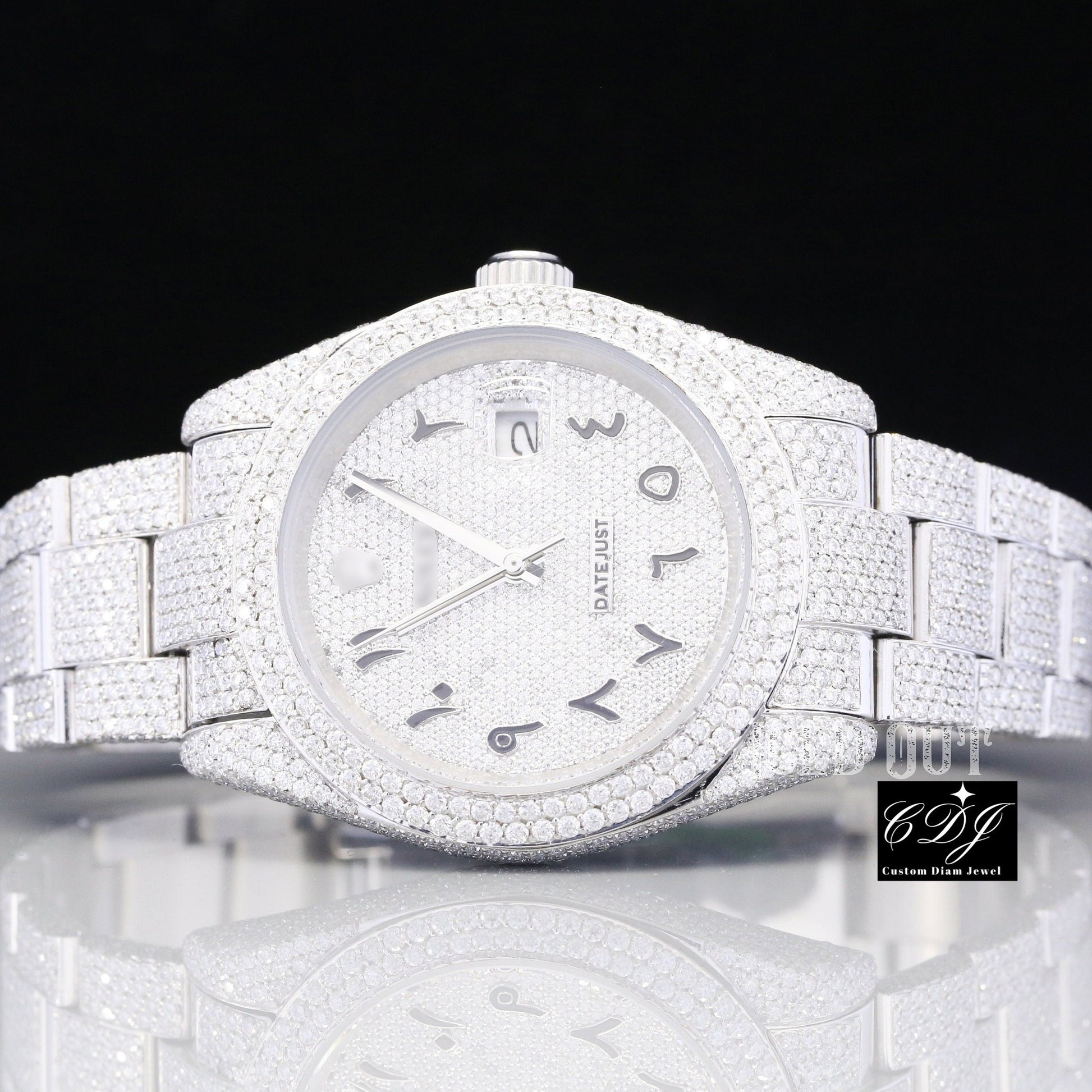 Genuine Diamond Studded Fully Iced Out Luxury Watch 18K Real Gold Plated Custom Made Watch Dials For Men  customdiamjewel   