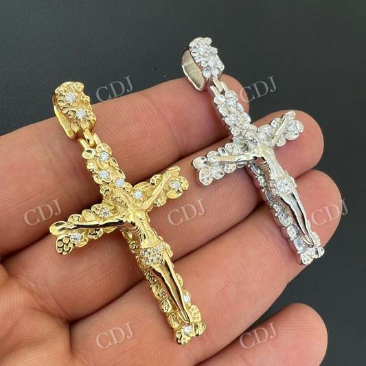 Iced Nugget Jesus On Cross Diamond Pendant  customdiamjewel   