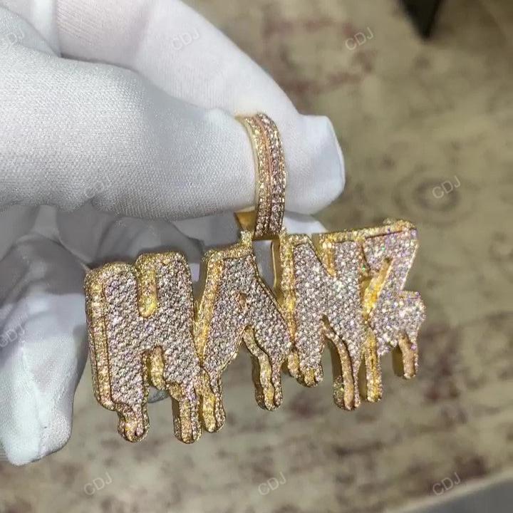 Iced Out Custom HANZ Letter 18K Gold Diamond Pendant hip hop jewelry CustomDiamJewel   