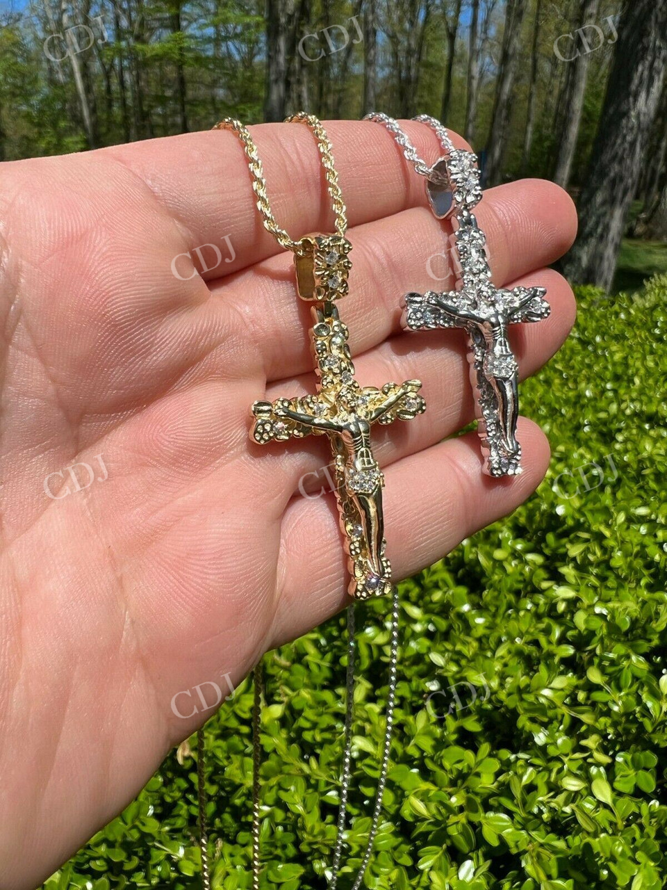 Iced Nugget Jesus On Cross Diamond Pendant  customdiamjewel   